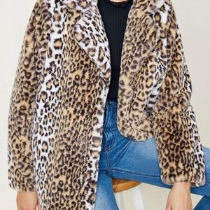Leopard Faux Fur Coat New with tags